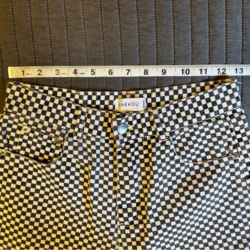 Shekou black and white checkered denim junior’s size XS - Picture 4 of 8